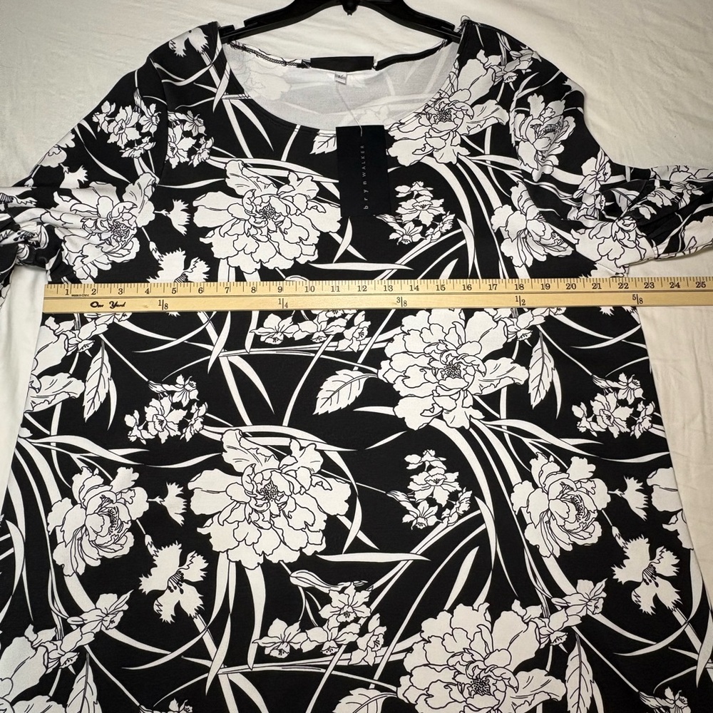 NWT - Bryn Walker Modal Ponti Floral Round Neck Long Puff Sleeve Dress - Picture 8 of 10